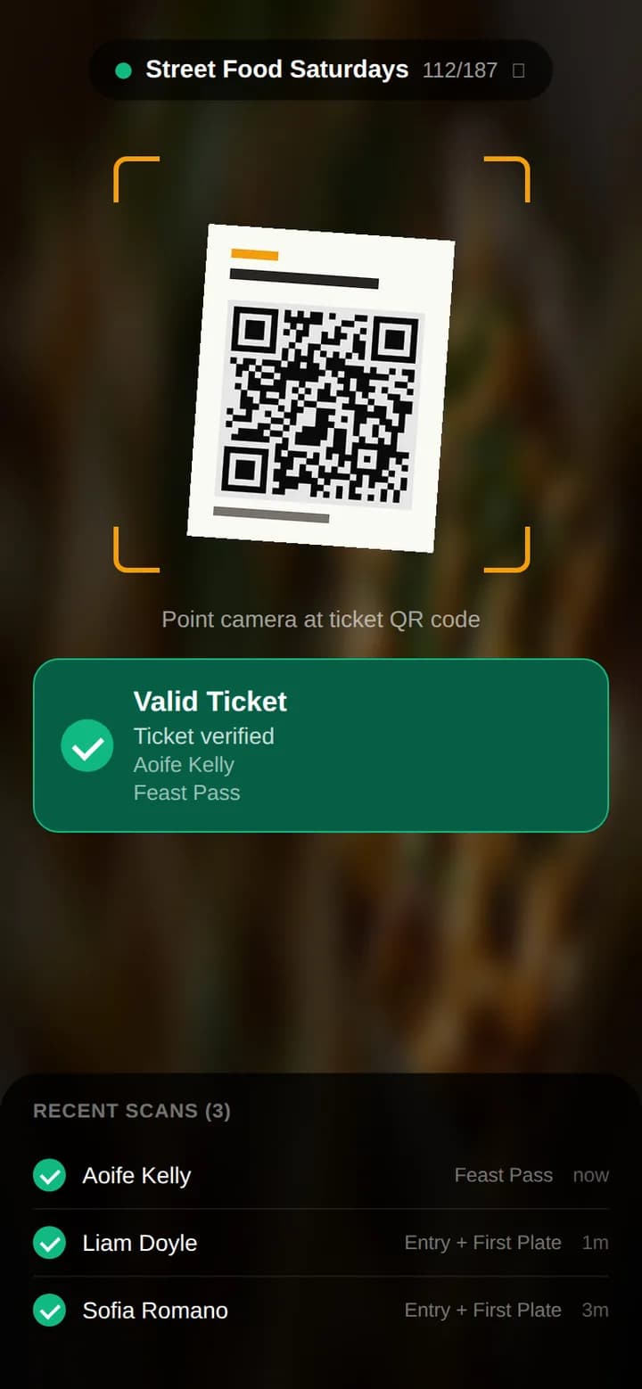 Scan-at-door check-in from the app